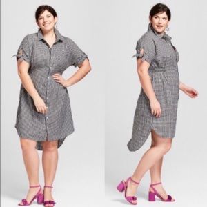 Gingham button-up high low dress 3X